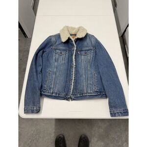 Levi's Sherpa Lined Denim Trucker Jacket Blue Winter Warm Mens Size Medium